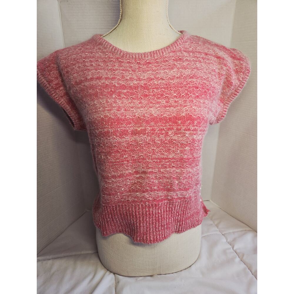 Vtg Y2K Segue Silk Blend Vest Pink Indie Blouse CableKnit Fairycore Southwestern